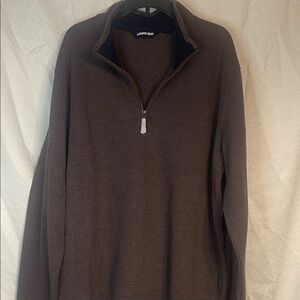 Lands' End Men's Zip-Up Brown Sweater